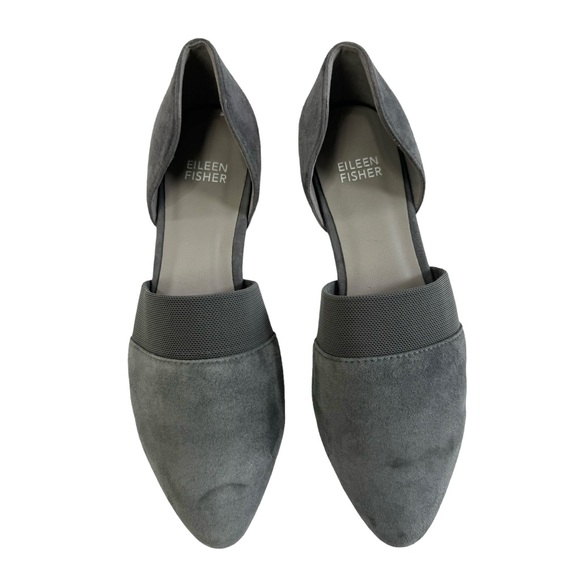 Eileen Fisher Flute D'osay Grey Suede Pointed Toe Flat Shoes Size 5.5 - Picture 4 of 16